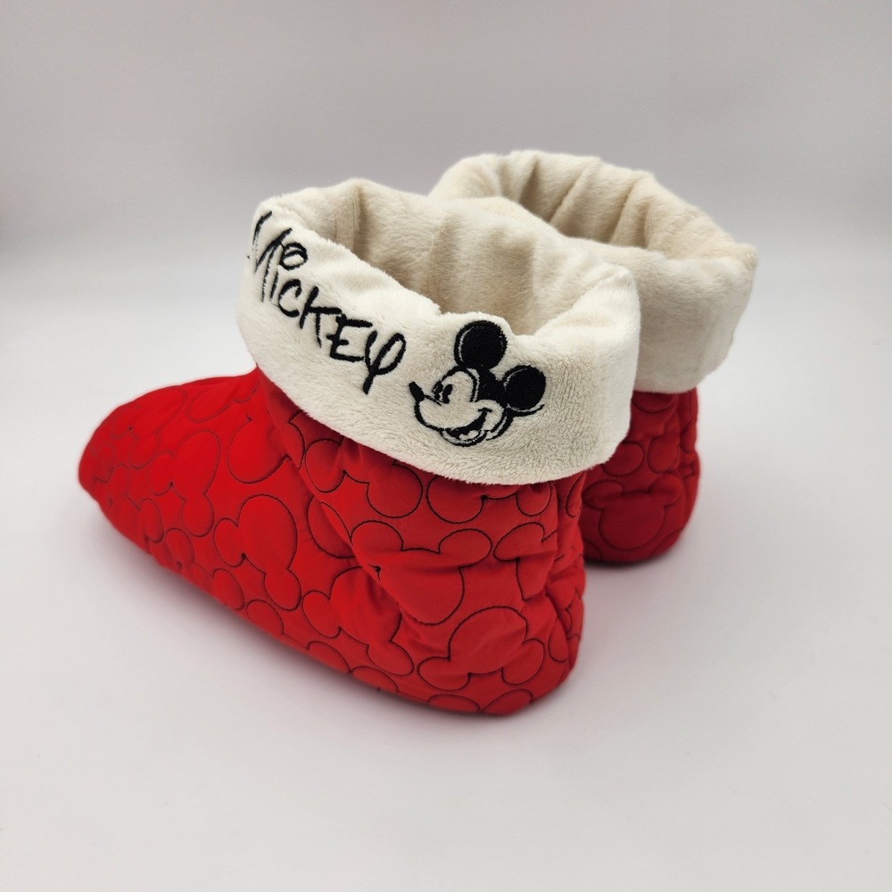 Womens Mickey Disney Bootie Slippers Size M 7-8 Fleece Lined Soft Ultralight 6oz